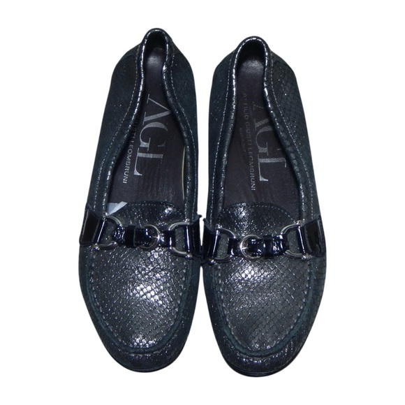 AGL Attilio Giusti Leombruni Jenah Gray Leather Driving Loafers Size 38 /US 8 - Picture 1 of 12